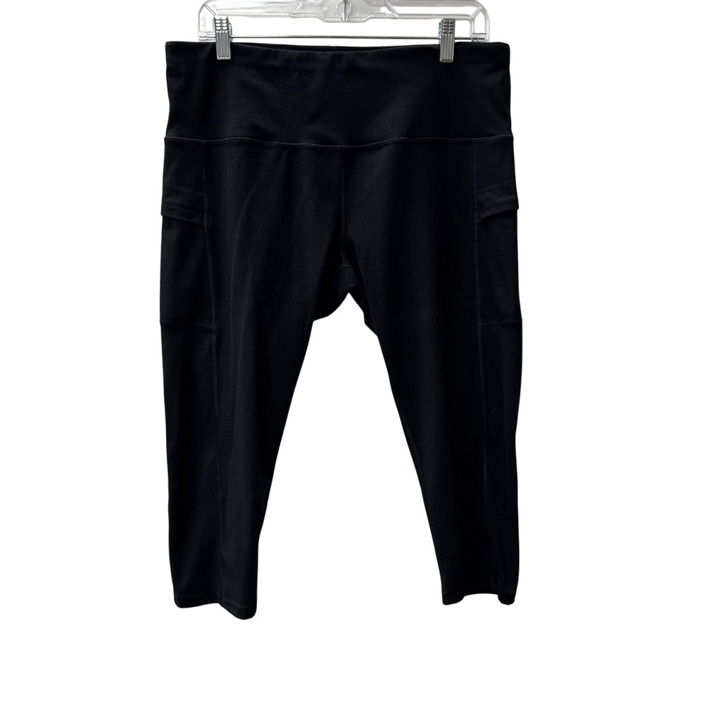 LifeSky‎ Black Athletic Capris Leggings Cargo Pockets XXL Womens Fitness Workout